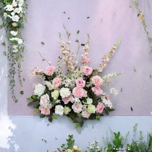 Blush Pink White Rose Flower Row,Wedding Flower Centerpiece,Wedding Flower Garland,Wedding Aisle Flower,Ground Flowers for Wedding Decor