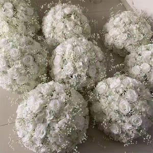 Full Hydrangea Baby breath  Flower Ball Flower Arrangement Table Centerpiece Artificial Rose Flower Ball Table Flower Ball Custom Flower
