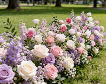 Baby's Breath Rose Wedding Aisle Flowers,Ground Arch Arrangement