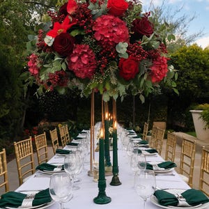 Red Hydrangea Flower Ball,Artificial Wedding  Flower Arrangement,Artificial Flower Table Centerpiece Decor