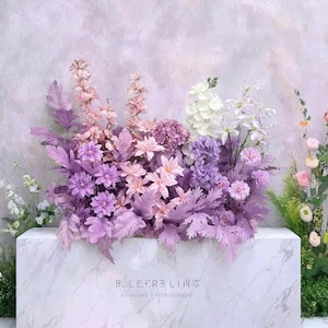 Purple Flower Garland,Wedding Stair Flower,Table Flower Runner,Ground Wedding Sign Flower,Table Centerpiece,Purple Wedding Reception