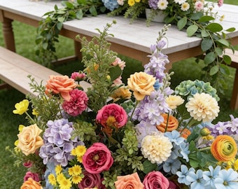Colorful Floral Centerpiece Arrangement,Wedding Table Flower Runner