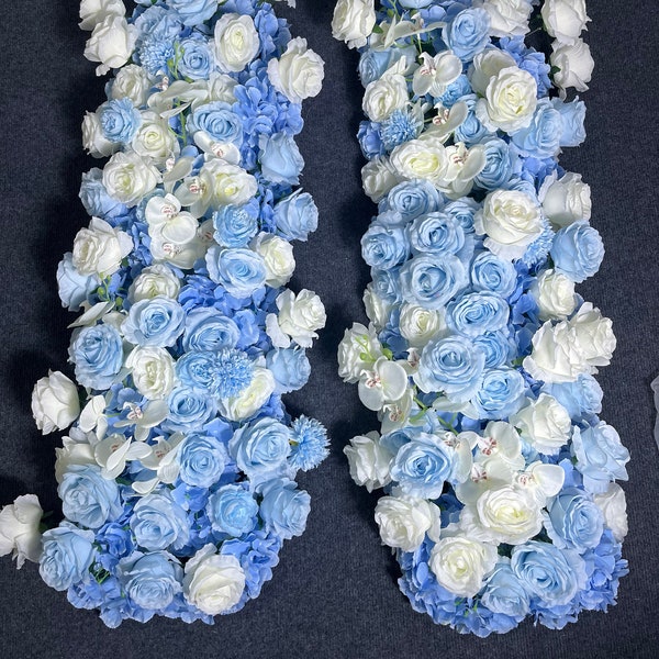 Blue Flower Runner,Wedding Aisle Flowers,Flower Reception Table Decor,Rose Flower Garland,Flower Runner,Wedding Arch Flowers Runner