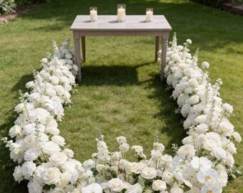 Floor Background Flower,Ground Arch Arrangement,Artificial White Floral Garland