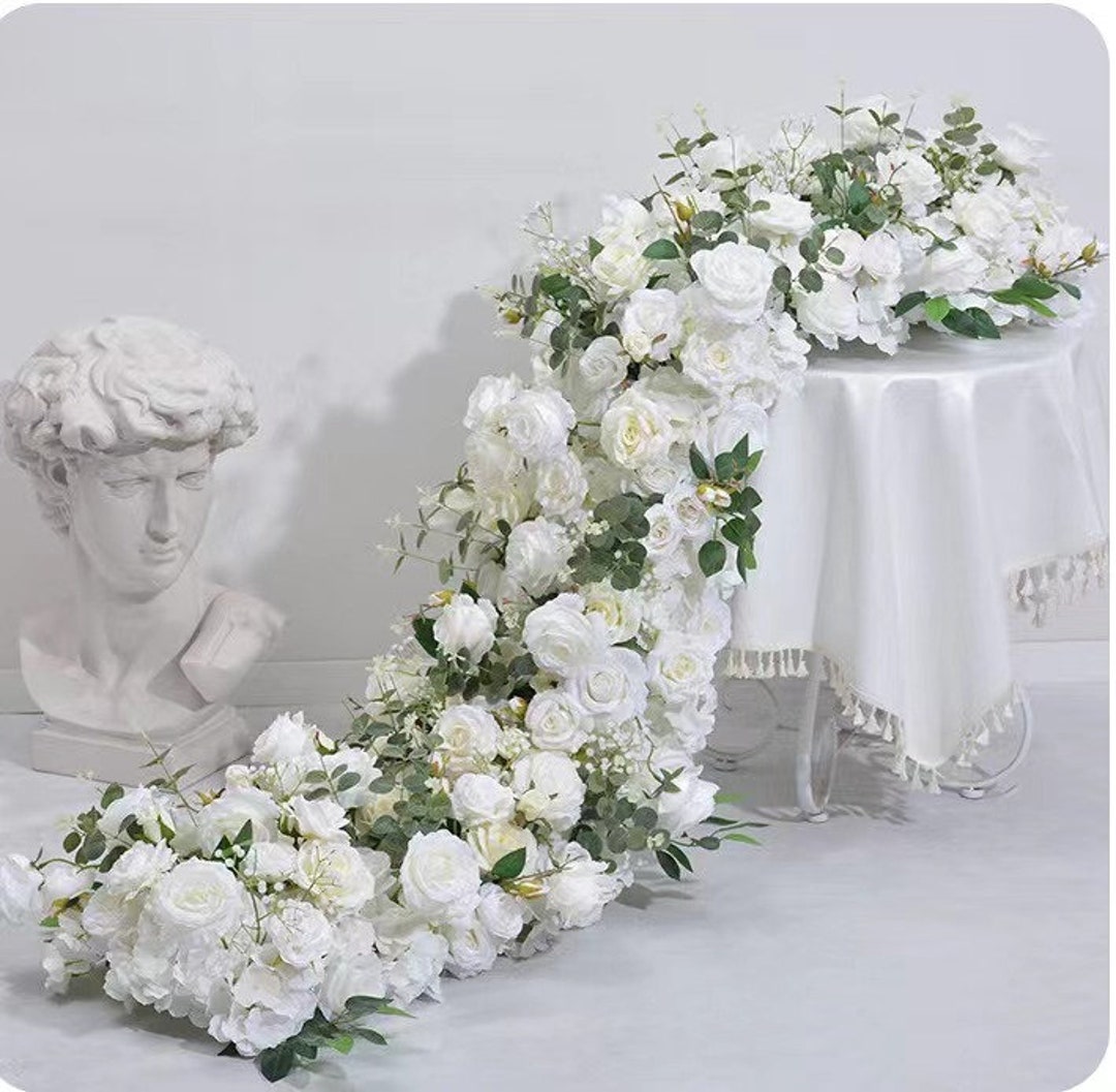 White Rose Flower Garland,wedding Reception Table Runner,table ...