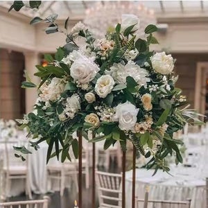 Greenry Flower Ball Wedding Centerpieces White Rose Flower Ball Silk Flower Pink Centrepieces Flower Arrangement Wedding Banquet