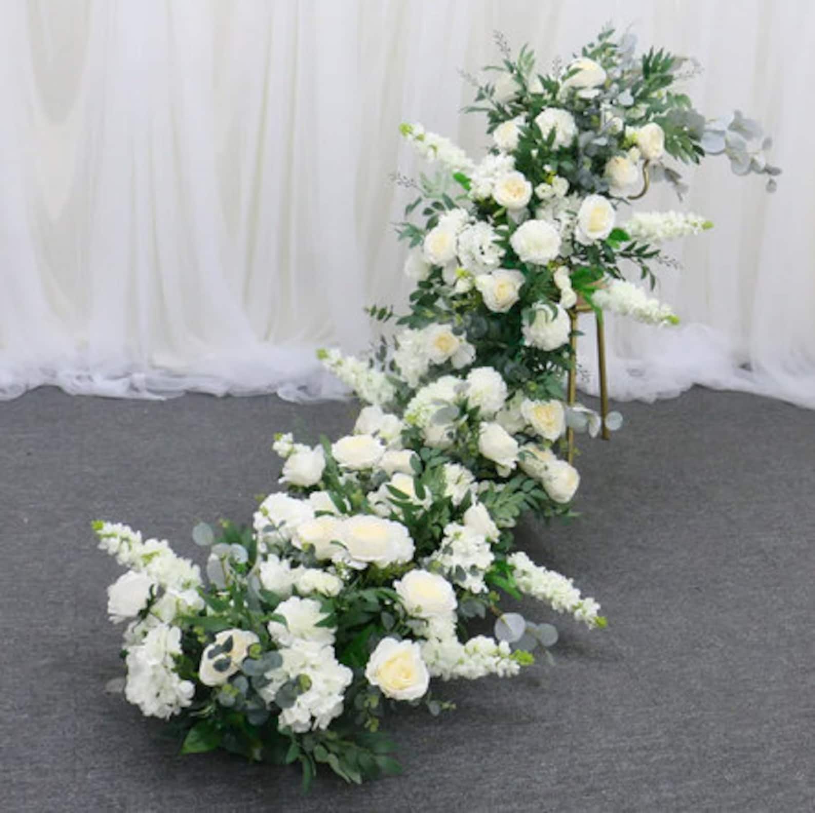 Eucalyptus Garland White Rose Flower Garland,wedding Flower Runner ...