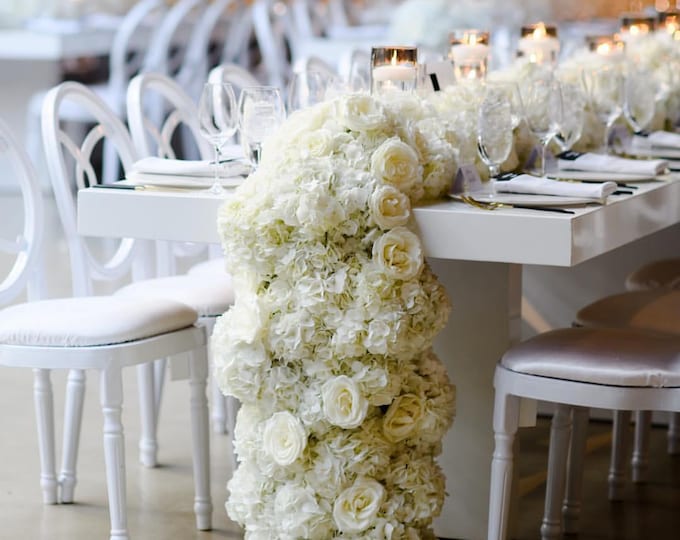 White Rose Flower Runner Babysbreath Garland,wedding Flower Babysbreath ...