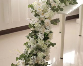 Greenery Flower Runner,Wedding Flower Table Runner,Flower Garland,Aisle Runner Decor,Wedding Centerpiece Runner,Wedding Flower Arch