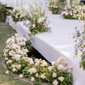 Silk Artificial Flower Runner Arrangement,Grounded Flower Arrangement,Wedding Floor Flower,Wedding Aisle Flower,Wedding Centerpiece Decor