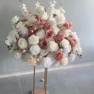 White Rose Flower Ball Wedding Flower Arrangement Artificial Flower Ball Table Centerpiece Table Wedding Aisle Wedding Reception