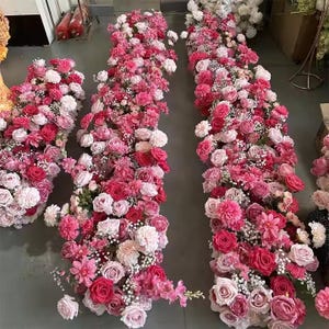 Hot Pink Rose Flower Arch,Wedding Flower Table Runner,Stair Floral Arrangement,Floral CenterpieceWedding Flowers Garland,Wedding Party Decor