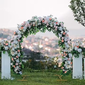 Wedding Flower Arch,Greenery Pink Rose Flower Garland,Wedding Arbor Garland,Table Flower Runner, Flower Arrangement,Wedding Background Decor