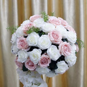 Pink White Rose Flower Ball Centerpiece Wedding Arrangement Flower Ball Table Centerpiece Wedding Flower centerpiece Wedding Decor