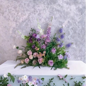 Purple Peony Rose Flower Arrangement,Wedding Floor Flower,Ground Flower,Wedding Centerpiece,Artificial Wedding Aisle Flowers