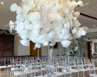 White Flower Ball Flower Arrangement Table Centerpiece Flower Ball Wedding Table Flower For Wedding Birthday Party Decor
