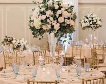 White Rose Flower Ball Wedding Flower Arrangement Table Centerpiece Artificial Greenery Flower Ball Wedding Party Table Decor