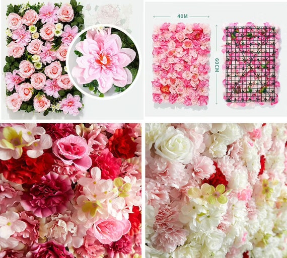 フルローズフラワーウォールバックドロップホワイトウェディング