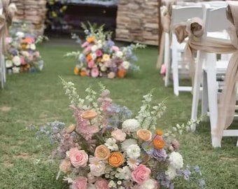 Wedding Floor Flower,Grounded Flower Arrangements,Artificial Wedding Aisle Flower,Wedding Flower Row,Table Flower Runner,Wedding Centerpiece