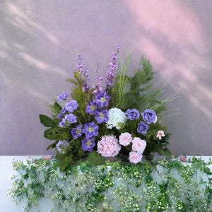 Grounded Flower Arrangement,Purple Rose Flower Runner,Wedding Floor Flower,Wedding Aisle Flower,Pink Hydrangea Wedding Centerpiece Decor