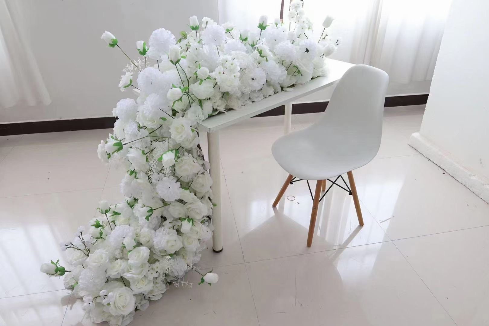 White Rose Flower Garland,wedding Reception Table Runner,table ...