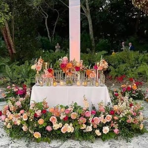 Pionrosblomma mittpunkt, bröllopsgångblomma, bröllopsgolvblomma, konstgjorda jordblommor, bröllopsblomsterrad