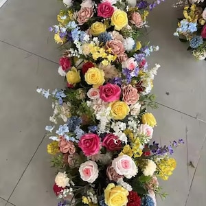 Hot Pink Rose Flower Garland,Artificial Flower Table Runner,Ground Arch Flowers,Stair Floral Arrangement,Wedding Arch Flowers