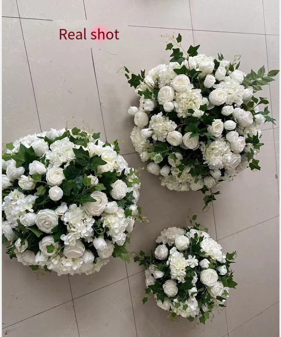 Large Rose Flower Ball Wedding Banquet Greenery Flower Ball Silk Flower ...