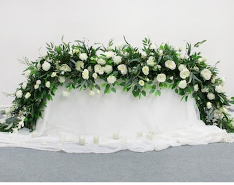 Greenery Rose Flower Garland,Wedding Table Runner,Silk Flower Runner,Table Centerpiece,Wedding Arch Flowers,Outdoor Party Decor