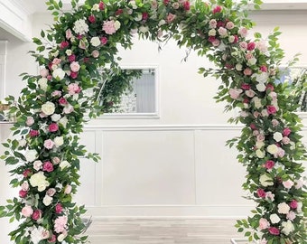 Pink Rose Flower Arch Greenery Flower Garland Flower Wedding Backdrop Flower Archway Wedding Flower Arrangement Arch Flower Party Decor