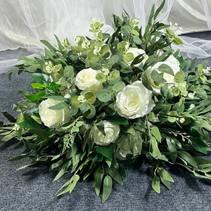 Eucalyptus Greenery White Rose Flower Ball Wedding Arrangement Table Centrepiece Artificial Flower Ball Party Table Decor