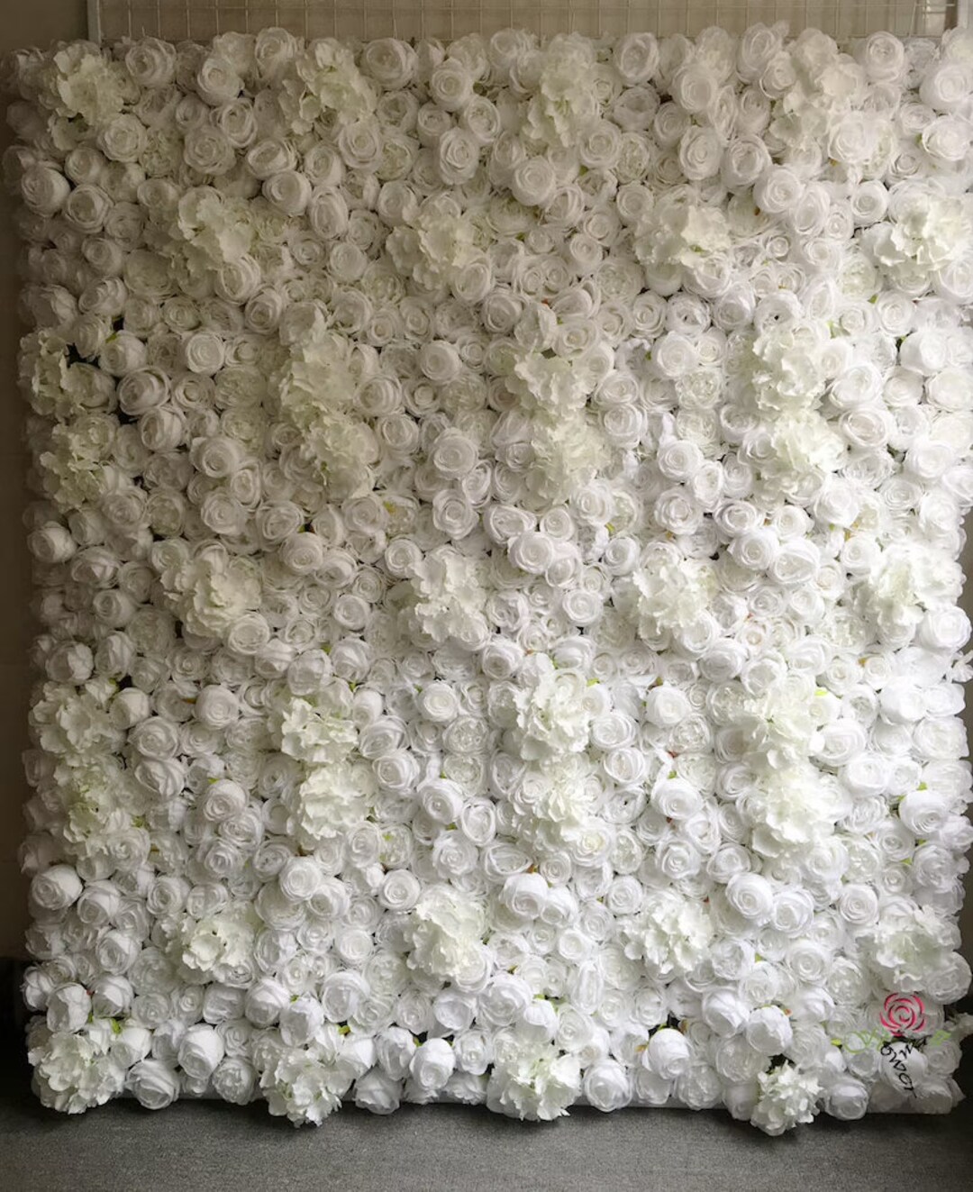 White Rose Flower Wall Backdrop for White Wedding Decor Artificial