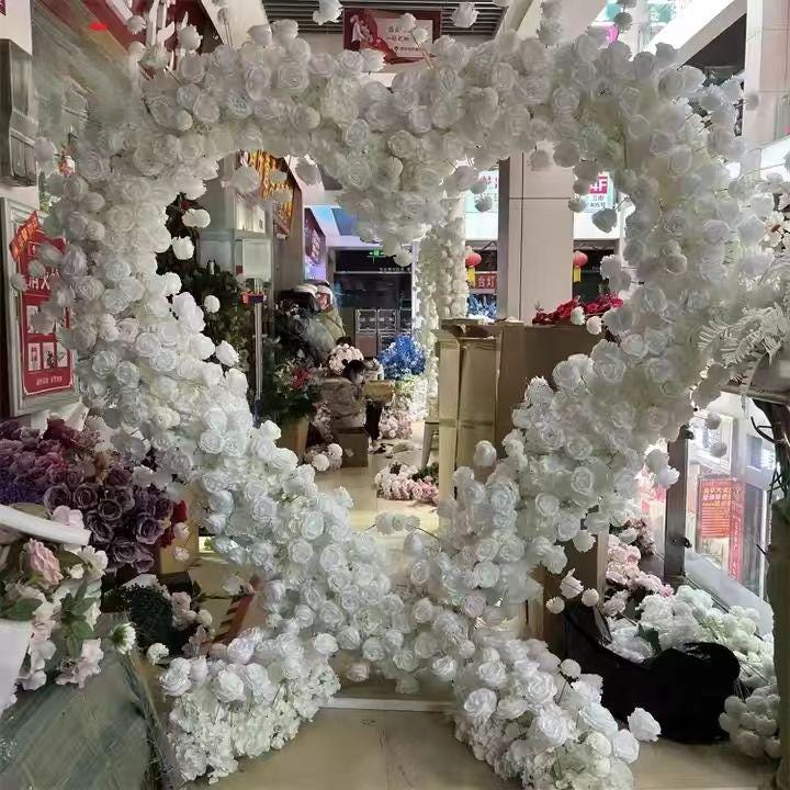 Full White Flower Garland,Table Flower Runner,Wedding Flower Arch,Wedding Centerpiece,Heart Shape Arch Flower,Wedding Party Home Shop Decor