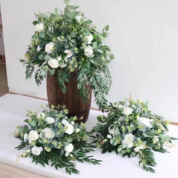 Table Centerpiece Flower Ball Eucalyptus Greenery Rose Flower Ball Wedding Arrangement Artificial Flower Ball Party Table Decor