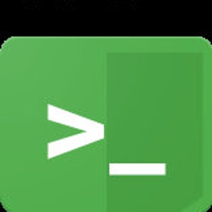 Könnte beinhalten: Ein grünes und weißes Eingabeaufforderungs-Symbol mit dem Text ".dev" in Grau über dem Symbol.