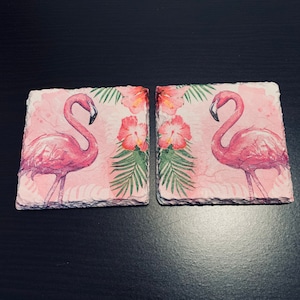 Flamingo slate coasters