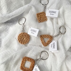 Rattan Keychain, Boho Keychain, Modern Woven Keychain