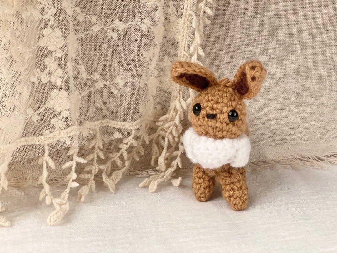 Crochet Eevee Keychain, Amigurumi Eevee, Amigurumi Pokemon, Crochet