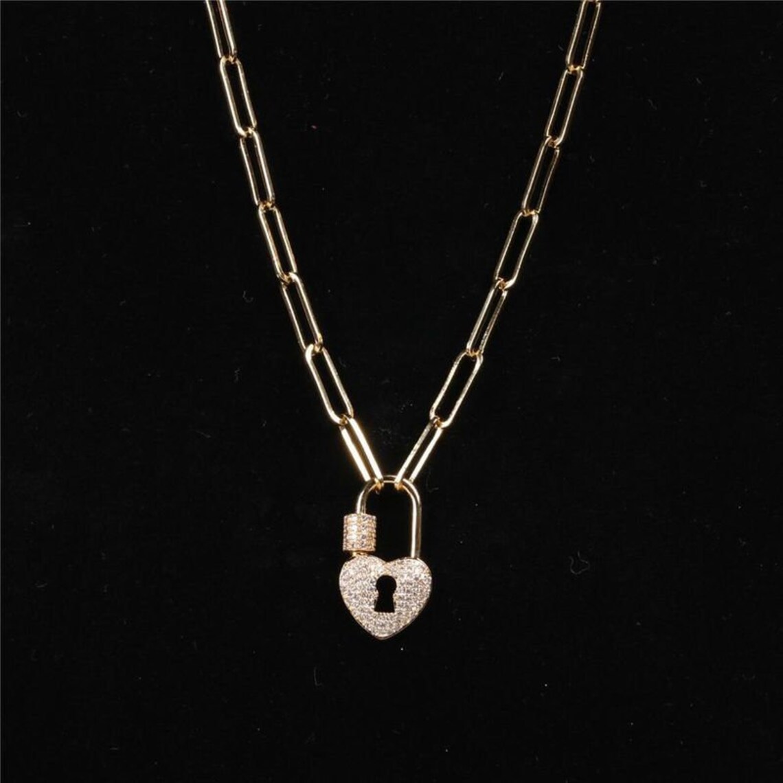 Lock Paperclip Necklace Etsy