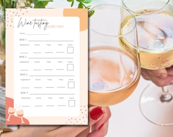 At home wine tasting score cards | bachelorette party wine tasting | printable wine tasting party card | wine tasting party card | wine card