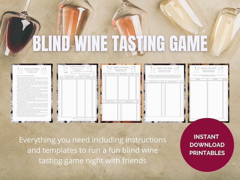 Wine Tasting Kit Wine Tasting Printable Blind Wine Tasting Party Game