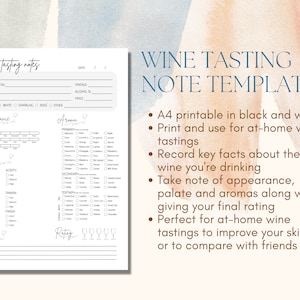 Wine Journal, Wine Tasting Journal, Wine Tracker, Wine Journal, Tasting Journal, Wine Tasting | PDF Printable download | instant download |