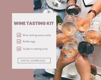 At home wine tasting printable kit - wine tasting score cards, bottle tags and guide for wine tasting, bachelorette party wine tasting