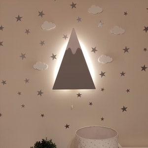 MOUNTAIN LIGHT - Nursery Decor - Nursery Lighting - Baby Room Night Light - Wooden Bedside Lamp - Wall Light