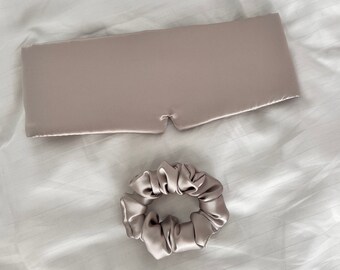 Organic Silk Sleep Mask & Scrunchie Set: Anti-Aging Sleeping Band