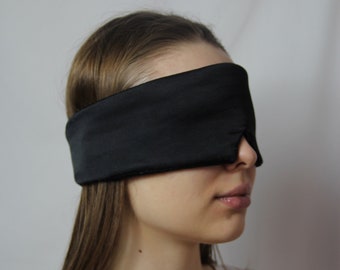 Black Silk Eye Mask / Sleep Mask, Deep Sleep & Anti Ageing, 100% Pure Organic Silk Sleeping Band