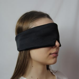 Black Silk Eye Mask / Sleep Mask, Deep Sleep & Anti Ageing, 100% Pure Organic Silk Sleeping Band image 1