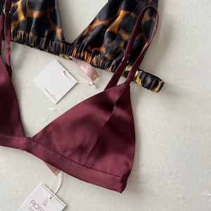 Burgundy Silk Bralette: Handmade Satin Lingerie, Personalized Design