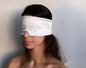 White Silk Eye Mask / Sleep Mask, Deep Sleep & Anti Ageing, 100% Pure Organic Silk Sleeping Band