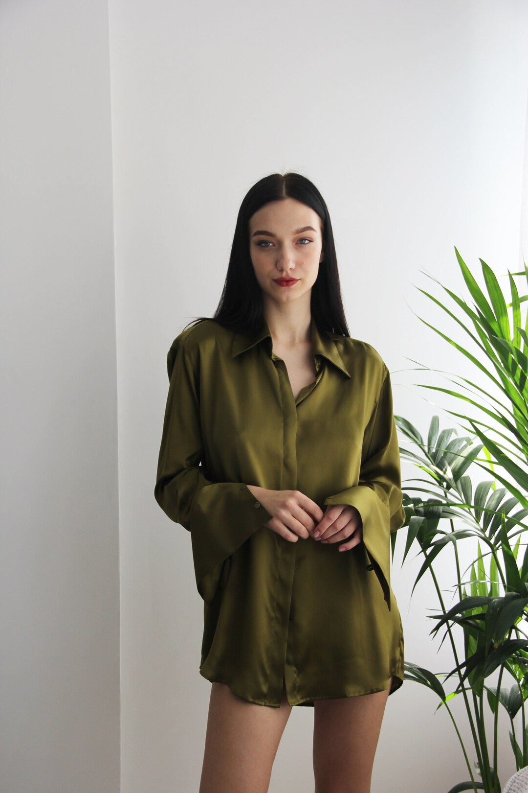 100 Seide Boyfriend Cut Shirt, Oversize Relaxed Fit Frauen Shirt